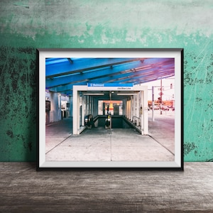 BELMONT CTA Blue Line - CTA El Sign - Logan Square, Chicago - Unframed Photography Print - Chicago Train Stop