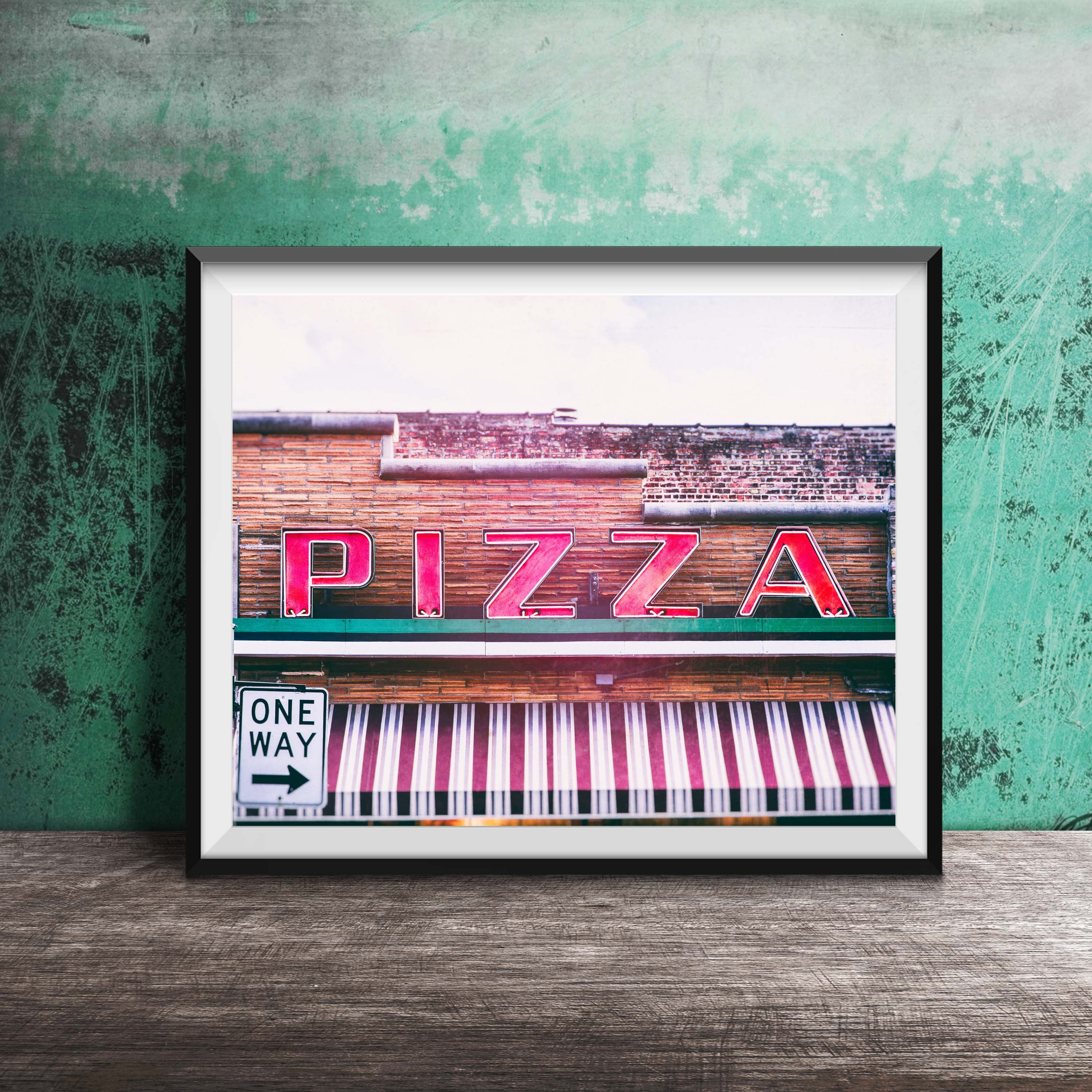 Retro Pizza Hot and Fresh Pizza Sign Restaurant Art Print by
