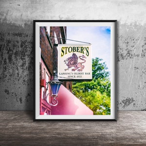 Lansing, Michigan Photography, STOBER&#39;S BAR - Wall Art Photo - Unframed Sign Print