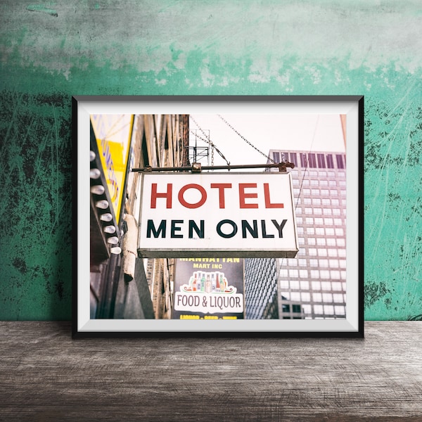 MEN ONLY HOTEL Photography Print - Unframed Photography Print - Vintage Motel Hotel Decor - Home Decor Fine Art Print