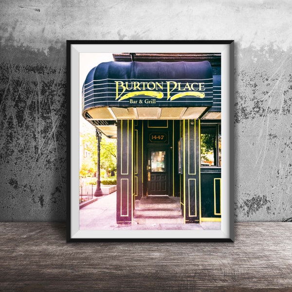 Old Town, Chicago, Burton Place Bar Wall Art - Unframed Chicago Sign Photography - Chicago Bar Print