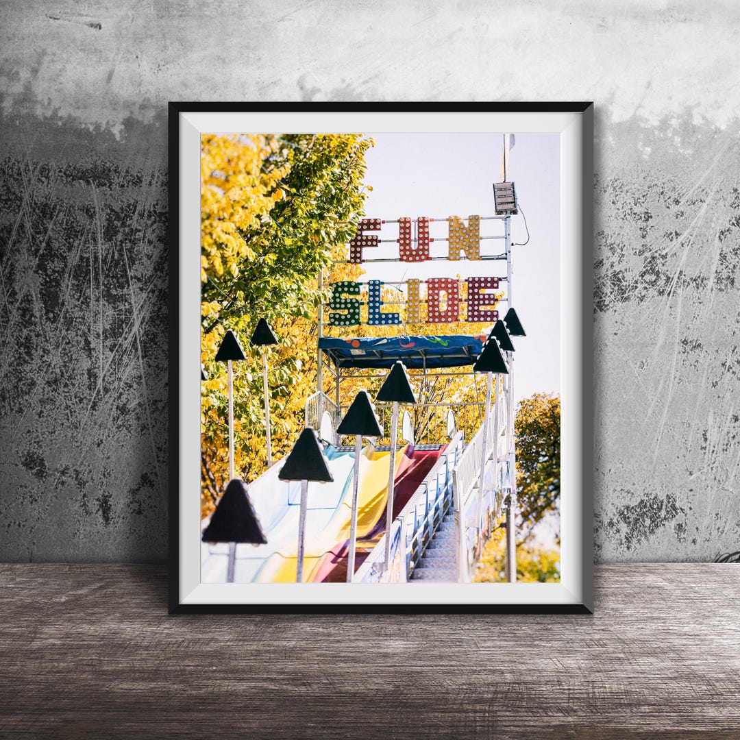 FUN SLIDE - Unframed Photography Print - Bright Colorful Decor ...