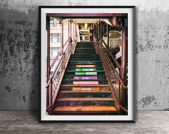 Chicago CTA Train Station Stairs - Chicago El Sign - Unframed Photography Print - Downtown Chicago Photography - Fine Art Print
