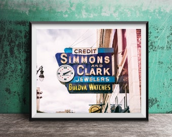 Detroit Photography Print - Original Wall Art Photo - Modern Photography - Unframed Decor - Simmons and Clark Jewelers, Downtown Detroit