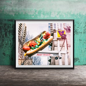FAST TRACK GRILL, Chicago Style Hot Dog Street Art - Unframed Photography Print - Art Print Photo