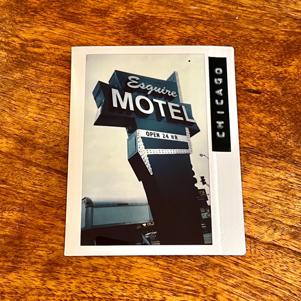 ESQUIRE MOTEL, Chicago - Limited Edition Original Instant Film #1/1 - Unframed/Ready-to-Frame - Neon Sign Instax Film Photography