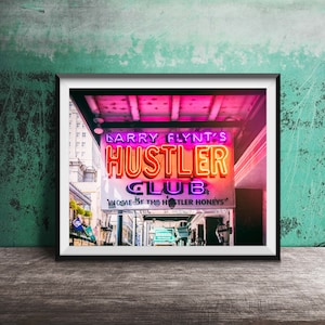 New Orleans, Hustler Club Wall Art - NOLA Sign Photography - Nieoprawiony wydruk restauracyjny - Kuchnia, wystrój baru - French Quarter Strip Club