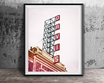 DAVIS THEATER, Lincoln Square, Chicago - Unframed, Ready-to-Frame Art - Chicago Art Photography Print - Chicago Sign Photo