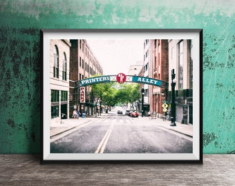 PRINTER'S ALLEY NASHVILLE - Nashville Photography - Wall Art Photo - Music City Photography - Street Art Print - Nashville Bars