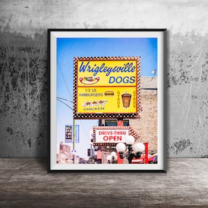 WRIGLEYSVILLE DOG - Chicago Photography Print - Unframed Wall Art Print - Chicago Style Hot Dogs - Gyro Hot Dog Art