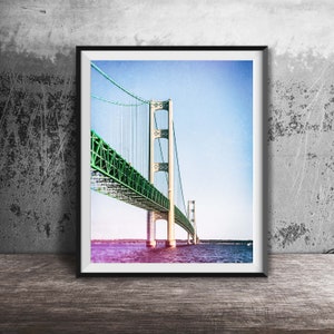 MACKINAC BRIDGE, MICHIGAN - Unframed Photography Print - Upper Peninsula, Michigan Suspension Bridge, Great Lakes