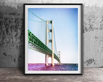 MACKINAC BRIDGE, MICHIGAN - Unframed Photography Print - Upper Peninsula, Michigan Suspension Bridge, Great Lakes
