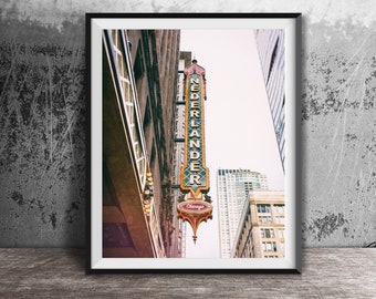 Teatro NEDERLANDER - Fotografía impresa de Chicago - Arte de pared sin marco - Letrero del centro de Chicago