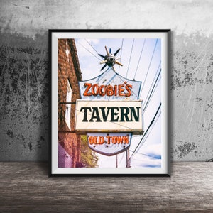 Lansing, Michigan Photography, Zoobie's Tavern - Stampa di insegne al neon - Arte murale originale - Fotografia moderna - Foto senza cornice