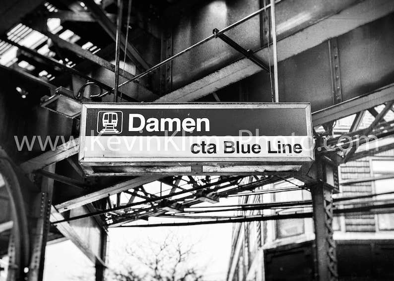 Damen Blue Line CTA El Sign Wicker Park Chicago - Etsy