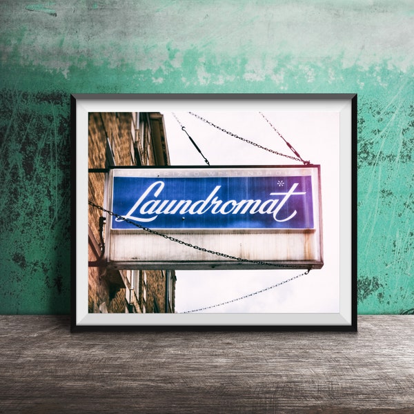 LAUNDROMAT - LAUNDRY - Laundry Room - Art Photography Print vintage sign photo - Unframed Photograph