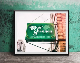 RIVER SHANNON IRISH Bar Sign Photo Print, Chicago Bar - Chicago Sign Photography Print - Unframed Lincoln Park, Chicago Wall Art