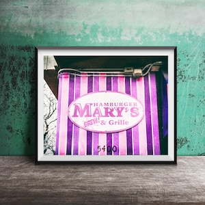 HAMBURGER MARY&#39;S - Andersonville, Chicago Wall Art - Unframed Chicago Sign Photography - Chicago Gay Bar / Restaurants