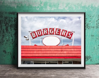 BURGERS - Unframed Photography Print - Kitchen Decor, Restaurant Diner Art - Fine Art Print