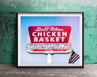 Dell Rhea Chicken Basket - Rt 66 Wall Art - Chicago / Willowbrook Sign Photography - Comfort Food - Unframed Kitchen Art Print