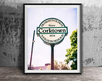 Corktown, Detroit Photography Print - Old Sign Photography - Vintage Michigan Decor