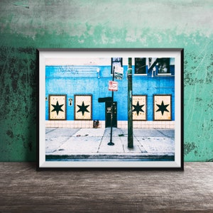 Chicago Flag Street Art - Chicago Neighborhood Photography - Art Print Photo - Chicago Star Storefront