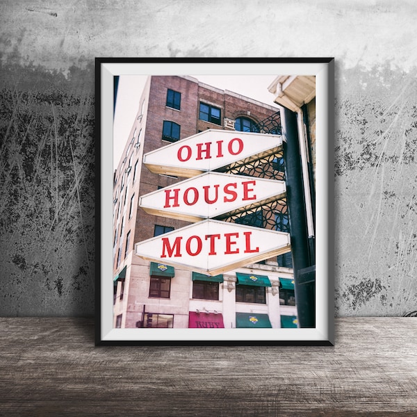 OHIO HOUSE MOTEL - River North, Chicago Wall Art - Unframed Chicago Sign Photography - Chicago Photography Print