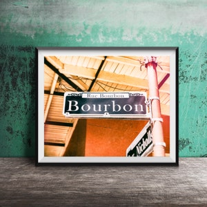 Bourbon Street, New Orleans Wall Art NOLA Sign Photography Unframed Print French Quarter, New Orleans Sign Photography image 1