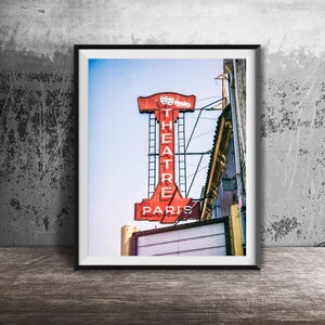 PARIS THEATRE, Portland, Oregon - Unframed Photography Print - PDX Red Neon Theater Sign