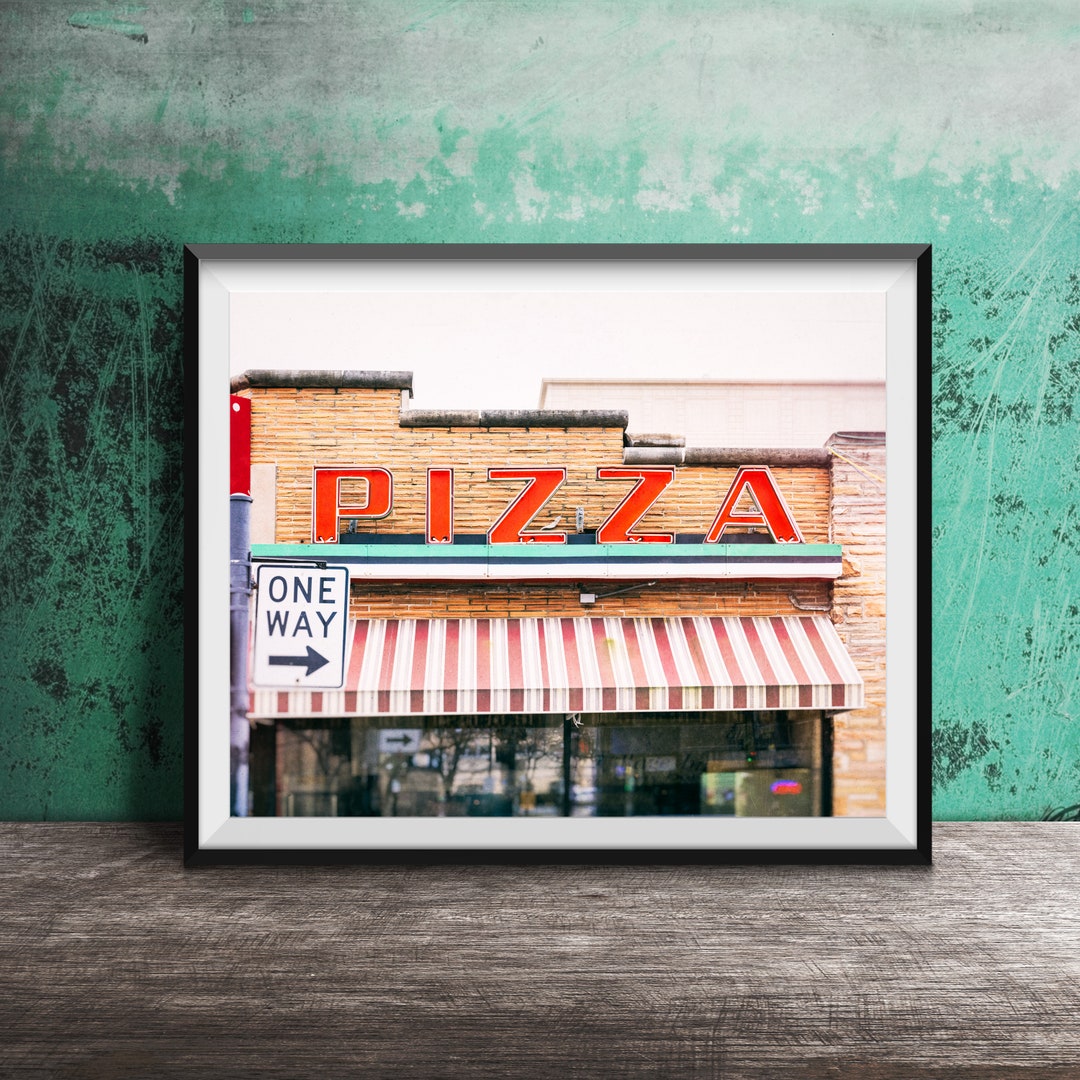 PIZZA Unframed Photography Print Neon Pizzeria Sign, Red Kitchen Art