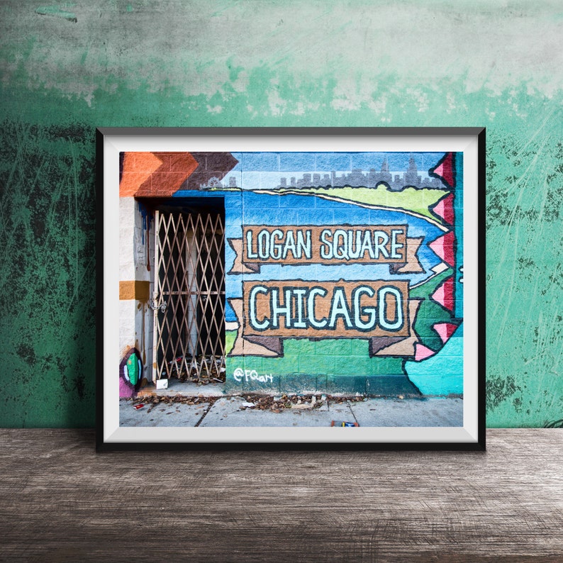 LOGAN SQUARE Street Art Chicago Vintage Sign Photography Etsy