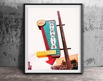 Chicago Sign - Lou Malnati&#39;s Pizzeria - Chicago Style Pizza - Unframed Photography Print - Chicago Sign Photo
