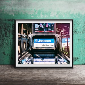 Jackson Blue Line - CTA Blue Line Trains - Unframed Chicago Photography Print