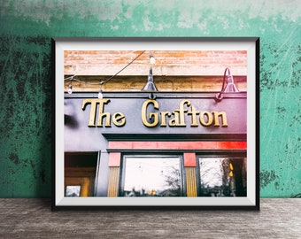 Impresión fotográfica del letrero del bar irlandés THE GRAFTON, bar de Chicago - Impresión fotográfica del letrero de Chicago - Arte mural sin marco de Lincoln Square, Chicago