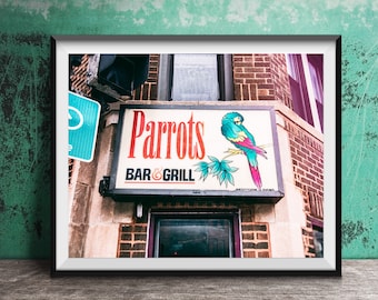 PARROT's BAR & GRILL, Chicago Photography Art Print - Unframed Bar Sign Photo - Lakeview, Chicago Wall Art