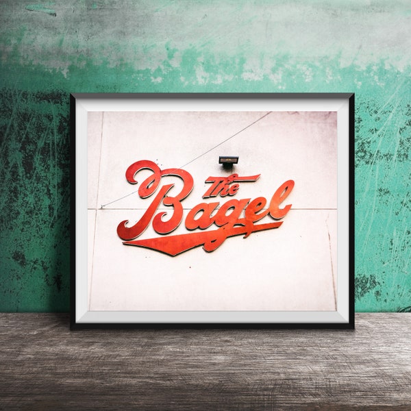 The BAGEL DINER - Chicago Photography Print - Unframed Wall Art Print - Lincoln Park, Chicago Restaurant Sign