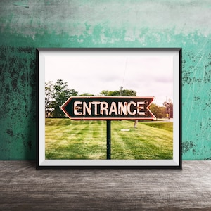 Entrance, Arrow Sign Photography - Original Wall Art Photo - Modern Photography - Unframed Decor - Enter Sign, Lobby, Hallway, Welcome Home