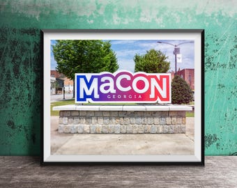 MACON, GEORGIA – Nieoprawiona fotografia – Znak miasta Macon