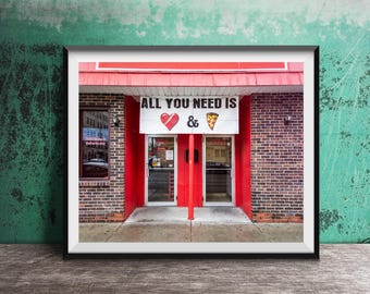 LOVE & PIZZA - fotografieprint zonder lijst - kunstwerk keuken, eetkamer