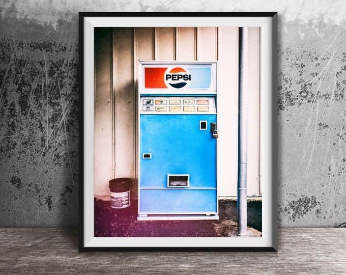 Vintage Pepsi-automaat, keukenkunsttekenprint - kunstfotografieprint - frisdrankbordfoto - Pepsi-Cola