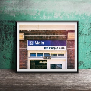 Main CTA Purple Line - CTA El Sign - Evanston, Illinois - Unframed Photography Print - Chicago Train Stop -