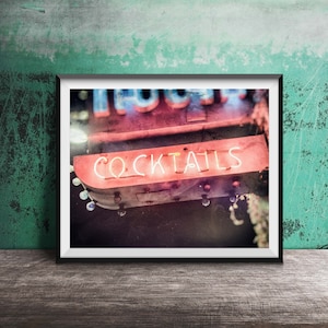 Cocktail Bar Sign Print - Modern Art Photography Print, Los Angeles Photo - Blue Room, Burbank, California Sign