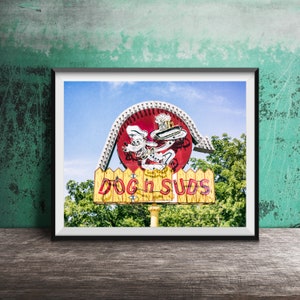 DOG 'N SUDS, Grayslake, Illinois - Unframed Photography Print - Kitchen Decor, Photo Art, Dining Room Print - Hot Dog Drive-In Restaurant