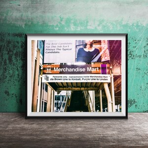 Chicago CTA Sign Photography - Chicago Decor - Unframed Wall Art Print - MERCHANDISE MART Brown, Purple Line