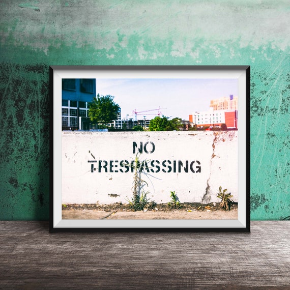 No Trespassing, Exit Sign - Original Wall Art Photo - Modern