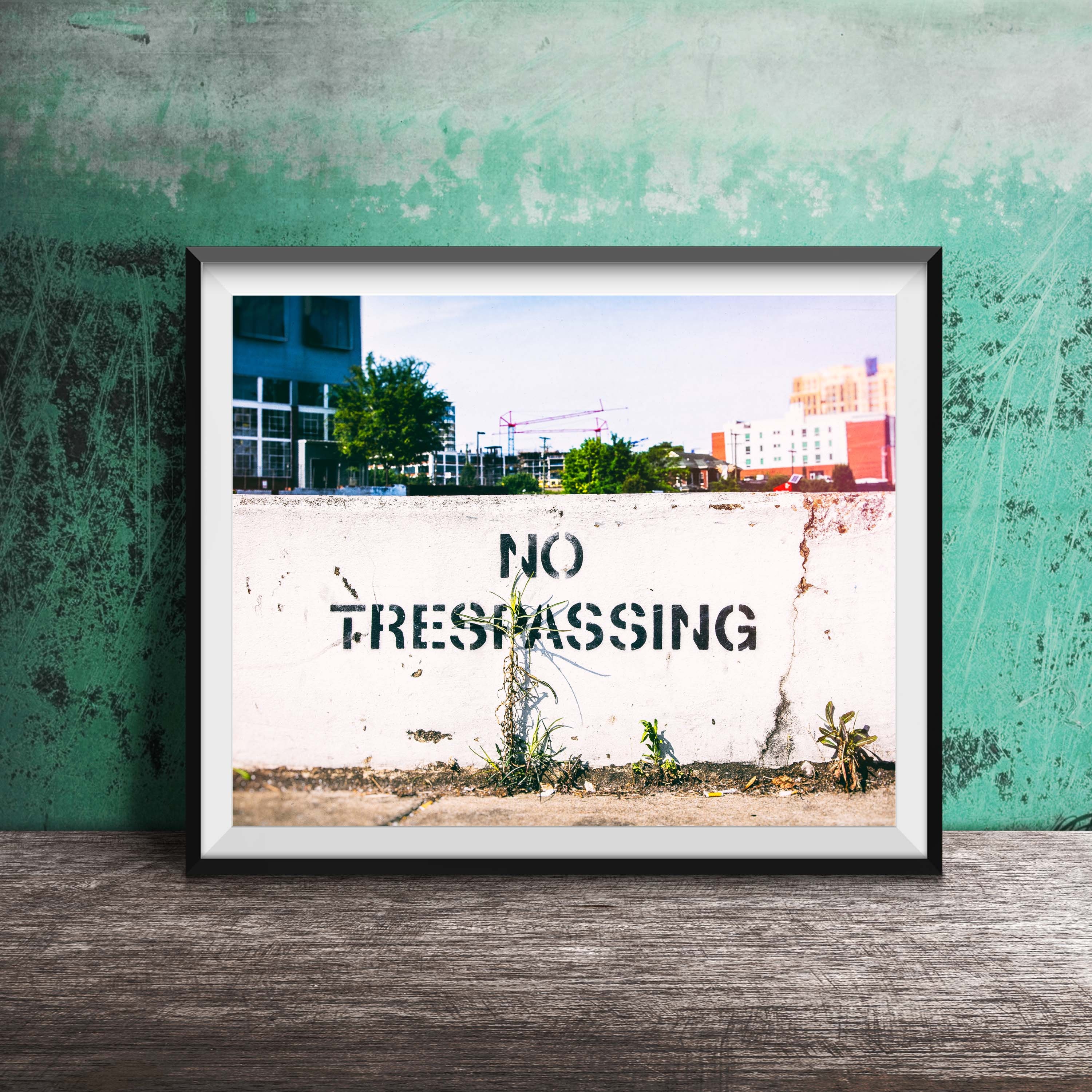 No Trespassing, Exit Sign - Original Wall Art Photo - Modern