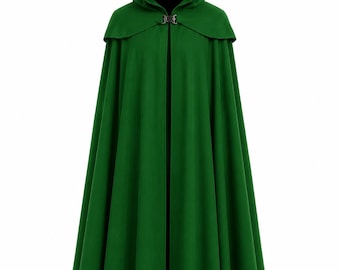 Handmade Medieval Hooded Cloak, Cotton Canvas Fantasy Wizard Cape, LARP Costume