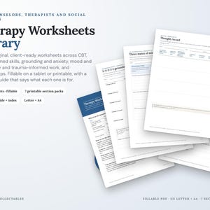 Arbeitsblätter-Paket für Therapeuten, 80 ausfüllbare PDF-Arbeitsblätter, CBT, DBT, Erdung, Angst, Stimmung, Klientenhandouts + Leitfaden für Therapeuten
