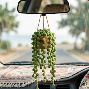 Crochet String of Pearls Pattern PDF, Hanging Plant Pattern, Car Mirror Hanger Pattern, Amigurumi Succulent Plant Pattern