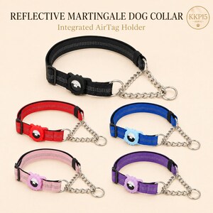 Martingal-Hundehalsband mit AirTag-Halterung, reflektierendes Kettendesign für mittelgroße bis große Hunderassen